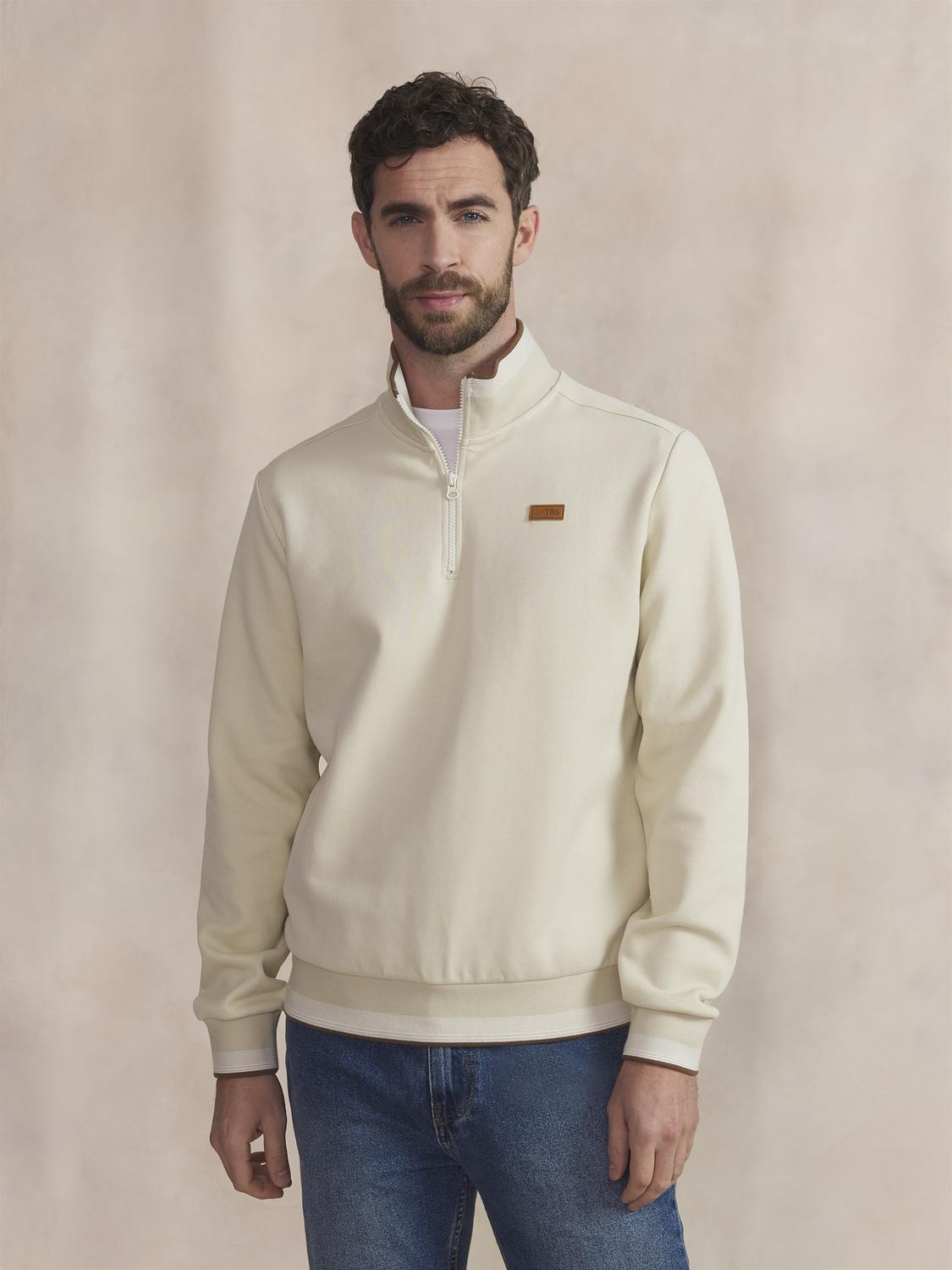 Sweat Zippé Homme Beige LEANNCAM - 1