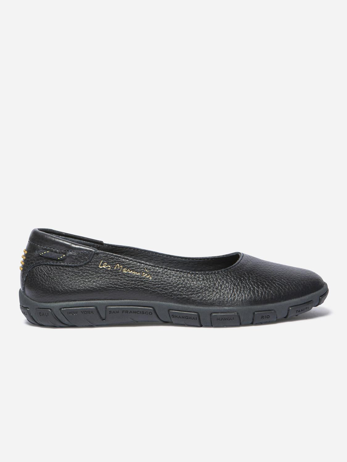 Ballerine femme cuir bleu marine foncé - 1