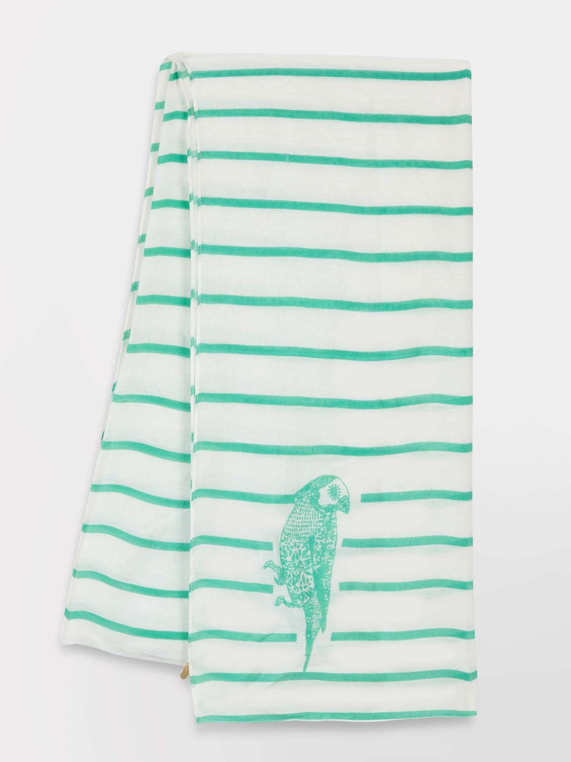 Foulard Femme Rayures Fines Blanc & Vert - 2