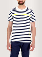 Tee Shirt Homme Marinière Toucher Epais Blanc - 1