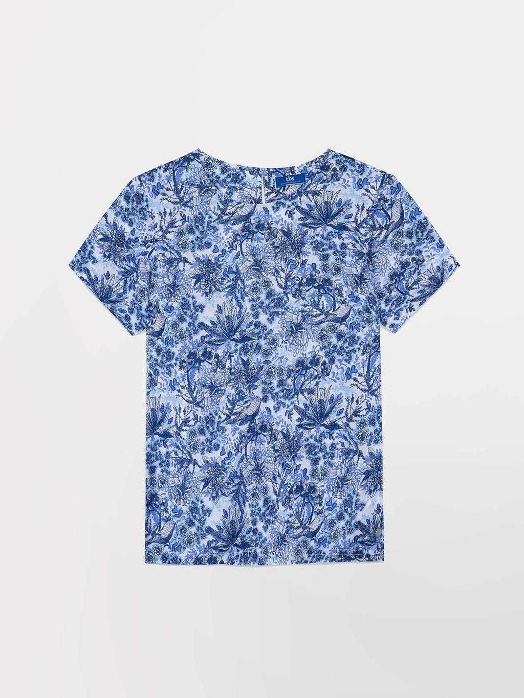 Blouse Femme Toile Coton Motif Floral Bleu - 2