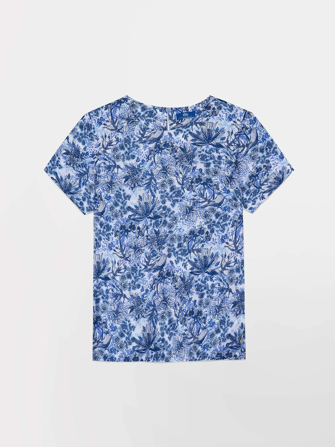 Blouse Femme Toile Coton Motif Floral Bleu - 2