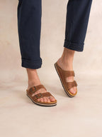 Mules Homme Cuir Fabrication Européenne Fermeture Boucle Marron NEYLANN - 1