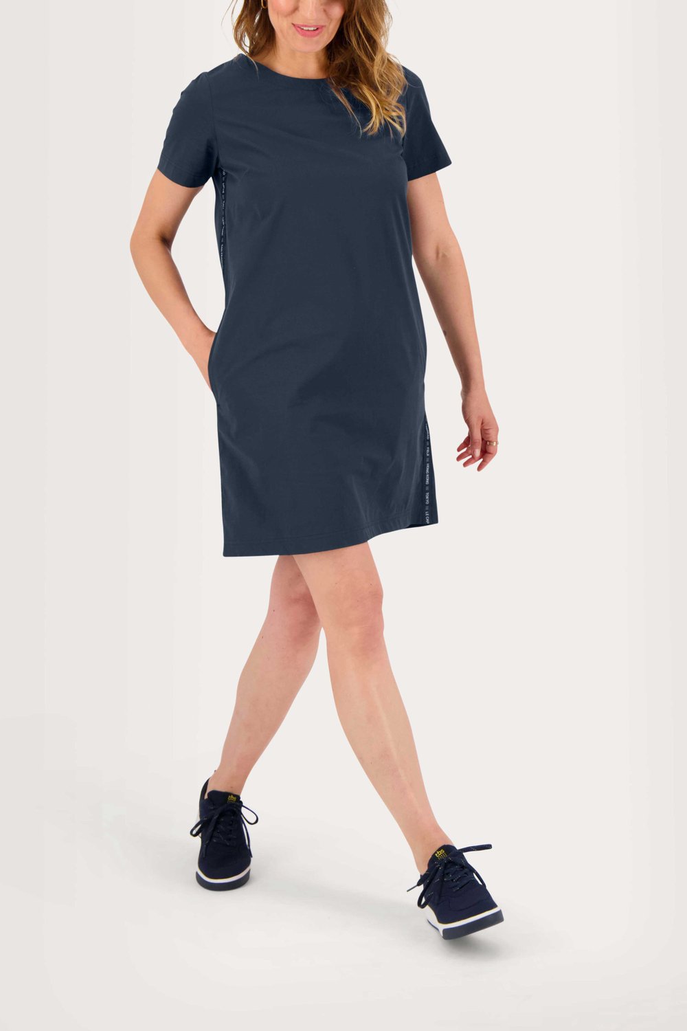 Robe Femme Coupe Droite Matière Stretch Marine - 1