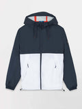 Coupe-Vent Homme Imperméable A Capuche Marine et Blanc - 1