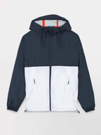 Coupe-Vent Homme Imperméable A Capuche Marine et Blanc - 1