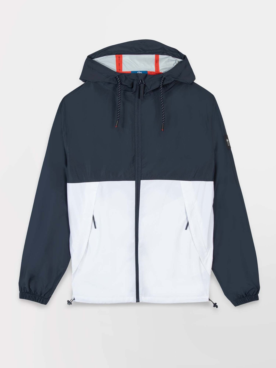 Coupe-Vent Homme Imperméable A Capuche Marine et Blanc - 1