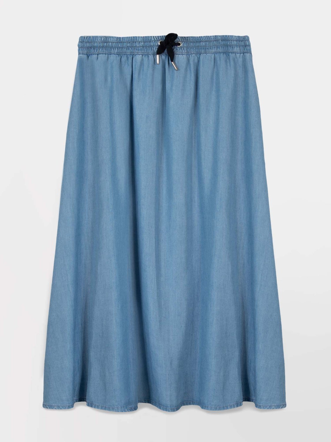 Jupe Midi Femme Ceinture Elastiquée Bleu - 2