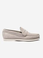 Mocassins Homme Souple Cuir Velours Gris Clair - 1