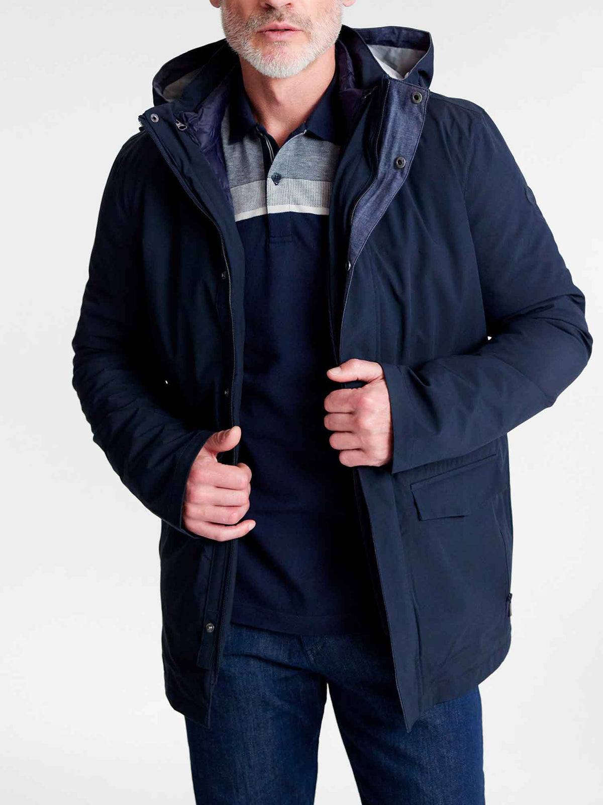 Parka Homme 3 en 1 Matières Recyclées Imperméable Marine - 1