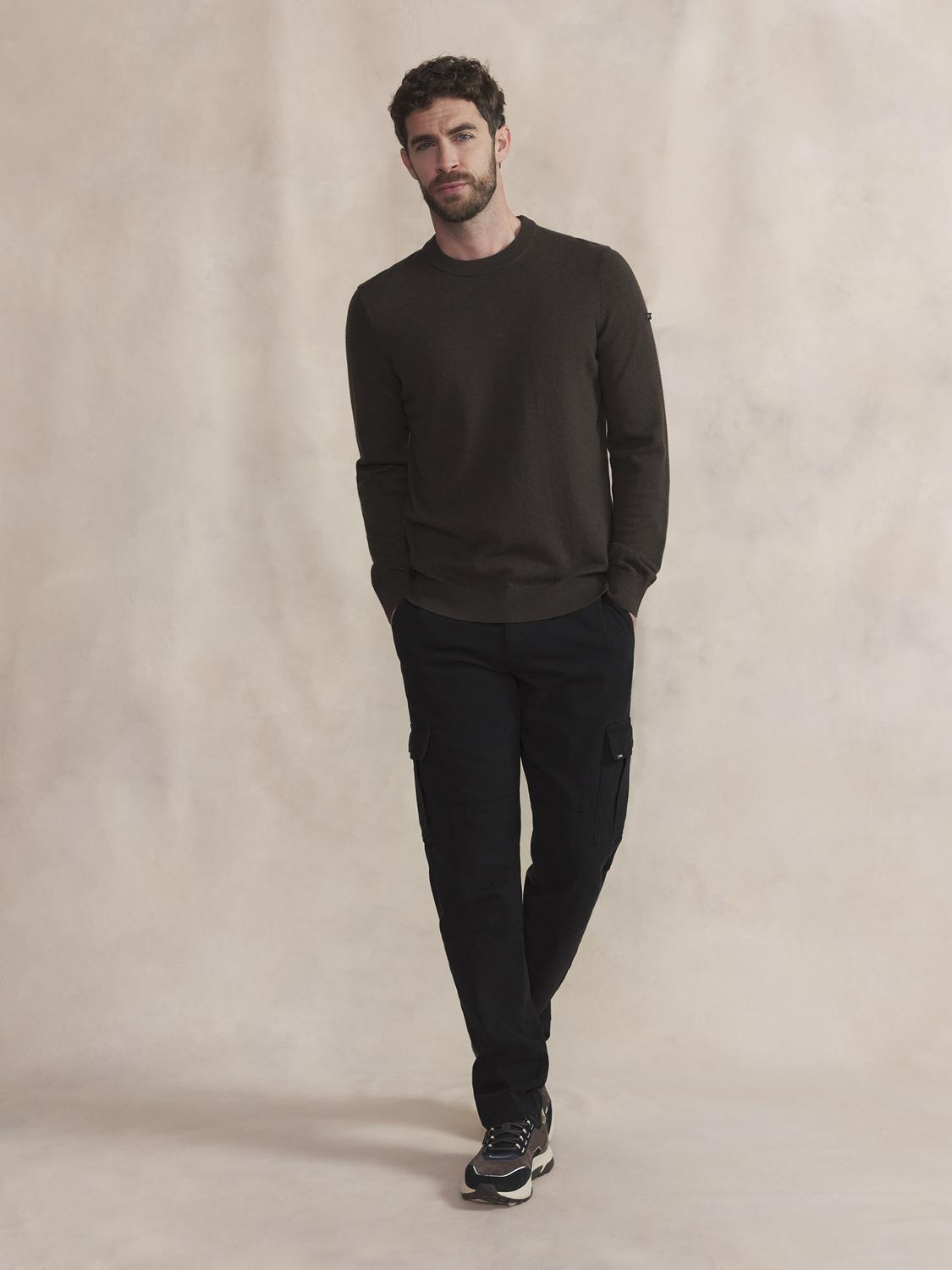 Pull Homme Col Rond Laine Coton Marine - 8