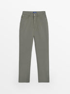 Pantalon Femme Coton Stretch Kaki - 1