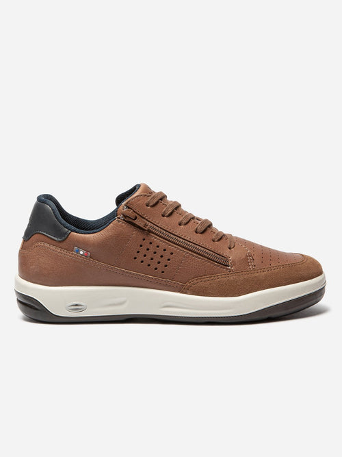 Baskets Homme Zippée Fabriquées en France Cuir Marron - 1