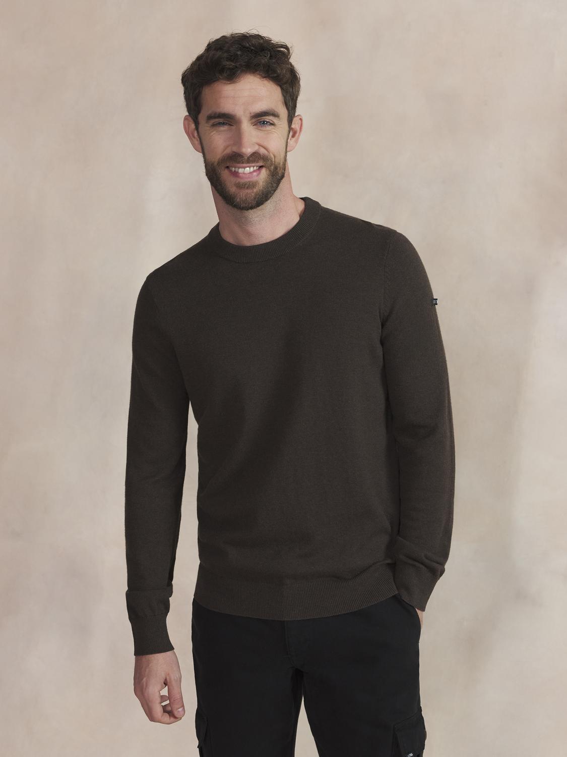 Pull Homme Col Rond Laine Coton Marine - 7