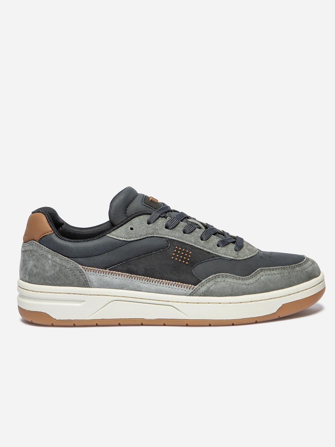 Tennis Homme Doublée Textile Cuir Marine et Gris ALMERIO - 2