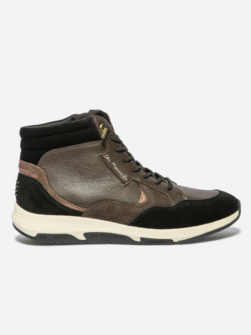 Baskets Mi-Montantes Femme Cuir Chocolat et Noir JUNIMID - 2