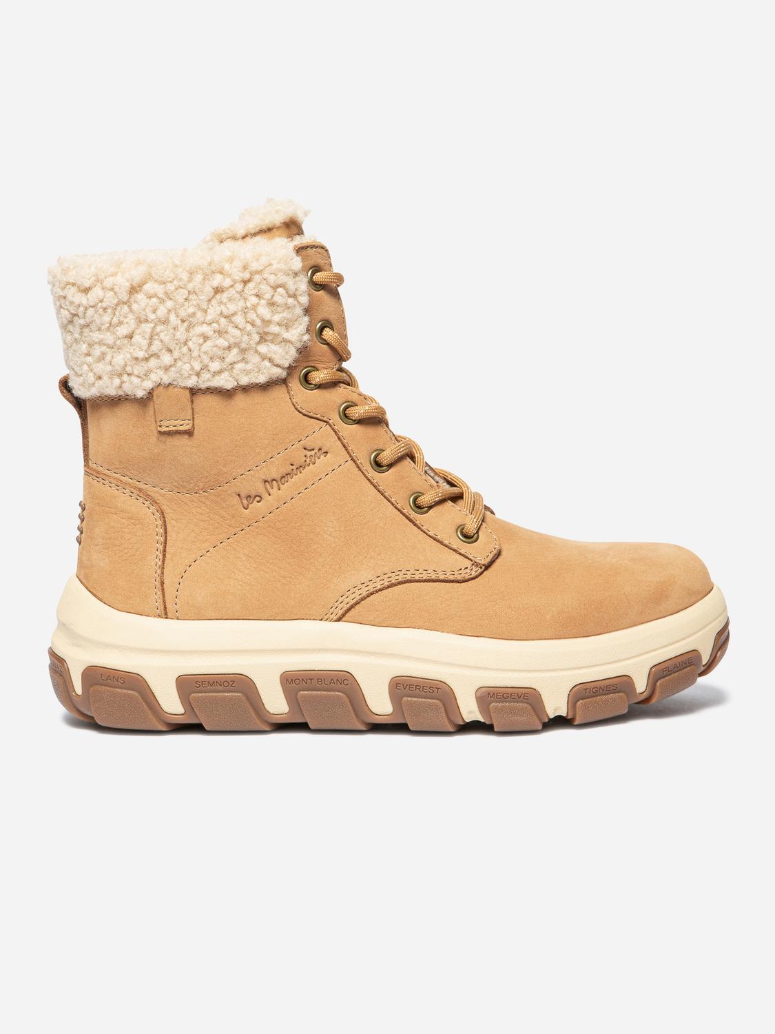 Boots Femme Fourrées Semelle Crantée Cuir Camel - 2