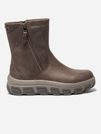 Boots Femme Double Zip Semelle Crantée Cuir Marron - 1