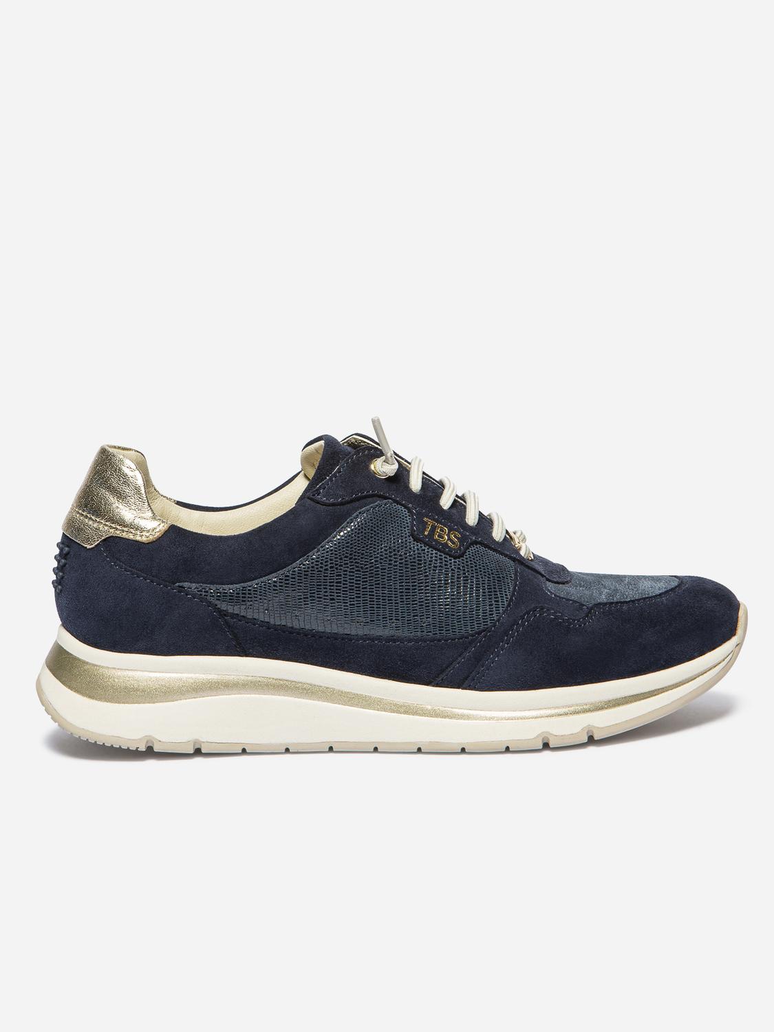 Tennis Femme Cuir Marine et Or BLOLACE - 2
